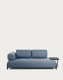 Compo 3 Seater Sofa With Large Tray In Blue 252 Cm | Kave Home