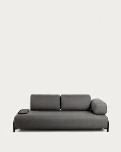 Compo 3 Seater Sofa With Small Tray In Dark Grey 232 Cm | Kave Home