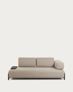 Compo 3 Seater Sofa With Small Tray In Beige, 232 Cm