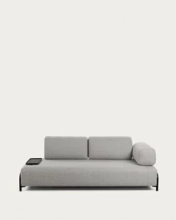 Compo 3 Seater Sofa With Small Tray In Light Grey 232 Cm | Kave Home