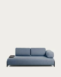 Compo 3-seater Sofa In Blue With Small Tray 232 Cm | Kave Home