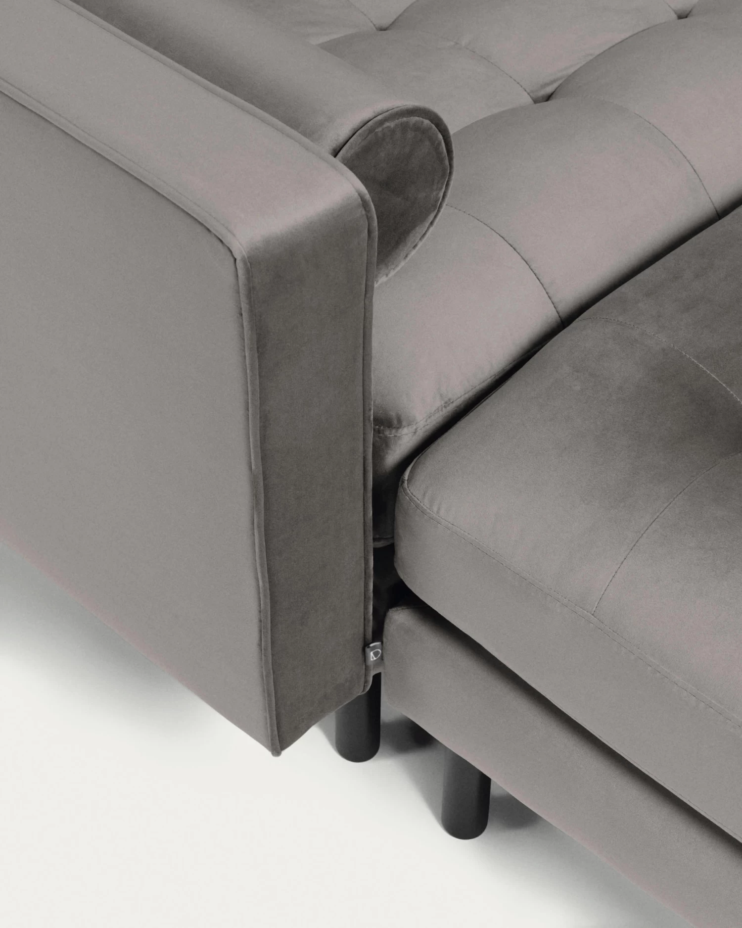 Debra 3 Seater Sofa With Footrest In Grey Velvet 222 Cm | Kave Home 4 Debra 3 Seater Sofa With Footrest In Grey Velvet 222 Cm | Kave Home - Image 2