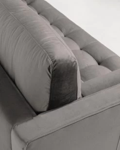 Debra 3 Seater Sofa With Footrest In Grey Velvet 222 Cm | Kave Home 14 Debra 3 Seater Sofa With Footrest In Grey Velvet 222 Cm | Kave Home -Quality Furniture Store S664JU03 1D02