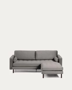 Debra 3 Seater Sofa With Footrest In Grey Velvet 222 Cm | Kave Home