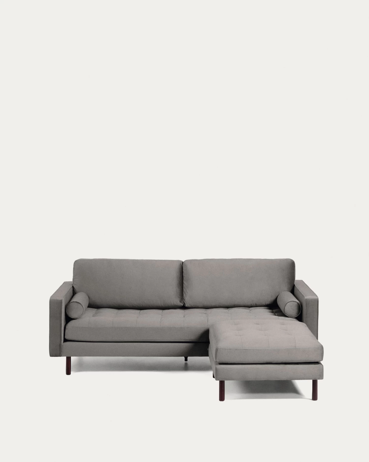 Debra 3 Seater Sofa With Footrest In Grey Velvet 222 Cm | Kave Home 3 Debra 3 Seater Sofa With Footrest In Grey Velvet 222 Cm | Kave Home