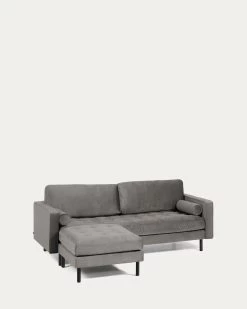 Debra 3 Seater Sofa With Footrest In Grey Velvet 222 Cm | Kave Home 17 Debra 3 Seater Sofa With Footrest In Grey Velvet 222 Cm | Kave Home -Quality Furniture Store S664JU03 1V04