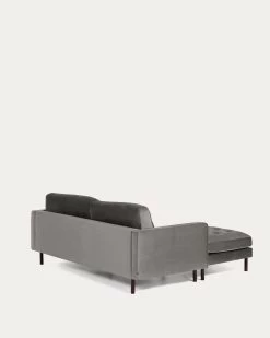 Debra 3 Seater Sofa With Footrest In Grey Velvet 222 Cm | Kave Home 20 Debra 3 Seater Sofa With Footrest In Grey Velvet 222 Cm | Kave Home -Quality Furniture Store S664JU03 1V07