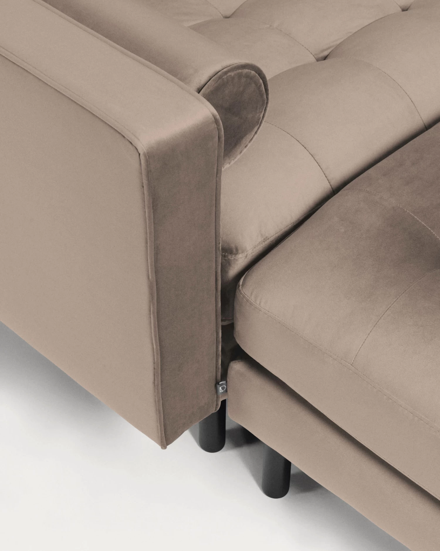 Debra 3 Seater Sofa With Footrest In Taupe Velvet 222 Cm | Kave Home 4 Debra 3 Seater Sofa With Footrest In Taupe Velvet 222 Cm | Kave Home - Image 2