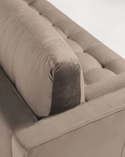 Debra 3 Seater Sofa With Footrest In Taupe Velvet 222 Cm | Kave Home 14 Debra 3 Seater Sofa With Footrest In Taupe Velvet 222 Cm | Kave Home -Quality Furniture Store S664JU85 1D02