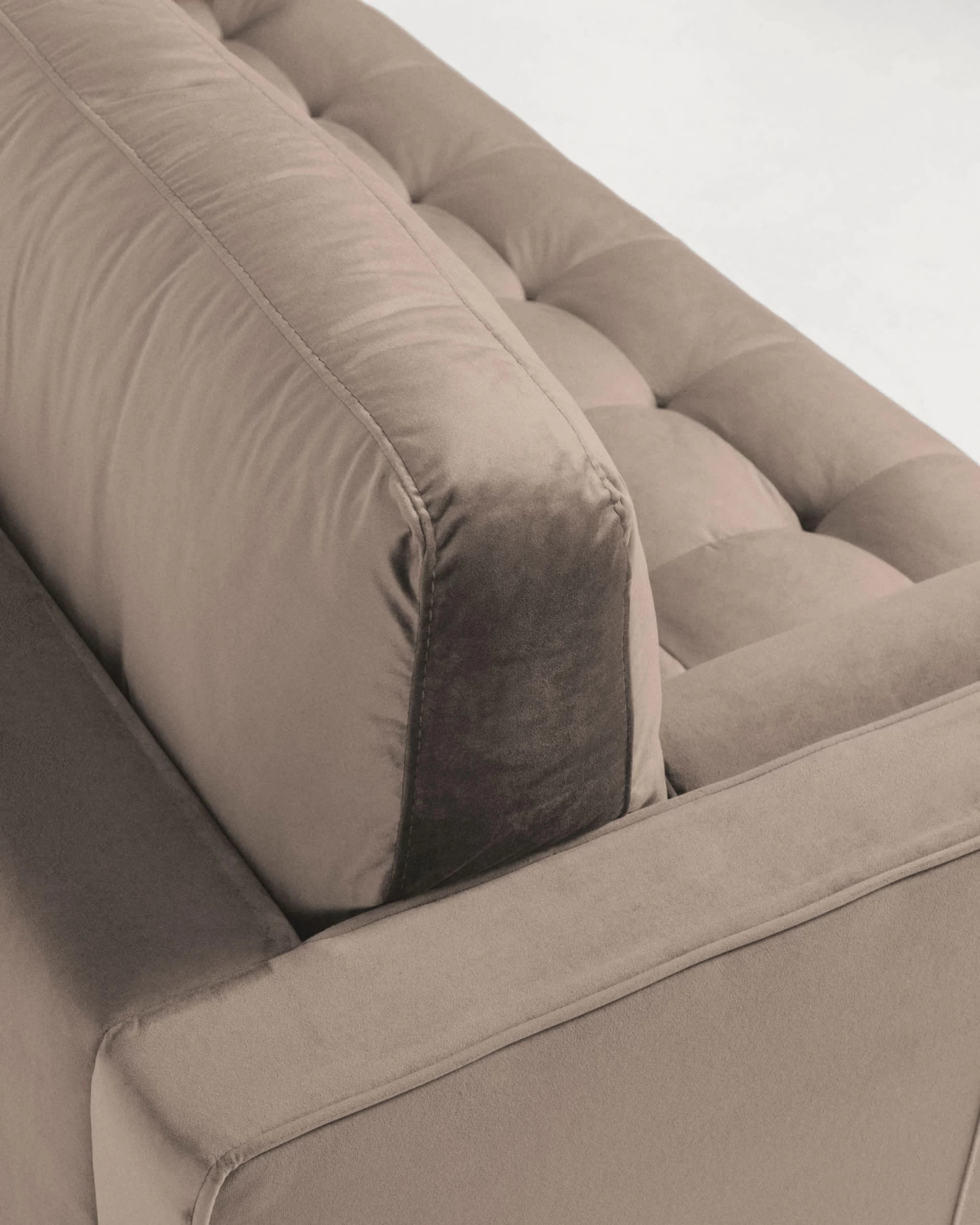 Debra 3 Seater Sofa With Footrest In Taupe Velvet 222 Cm | Kave Home 5 Debra 3 Seater Sofa With Footrest In Taupe Velvet 222 Cm | Kave Home - Image 3