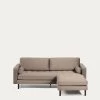 Debra 3 Seater Sofa With Footrest In Taupe Velvet 222 Cm | Kave Home -Quality Furniture Store S664JU85 1V01