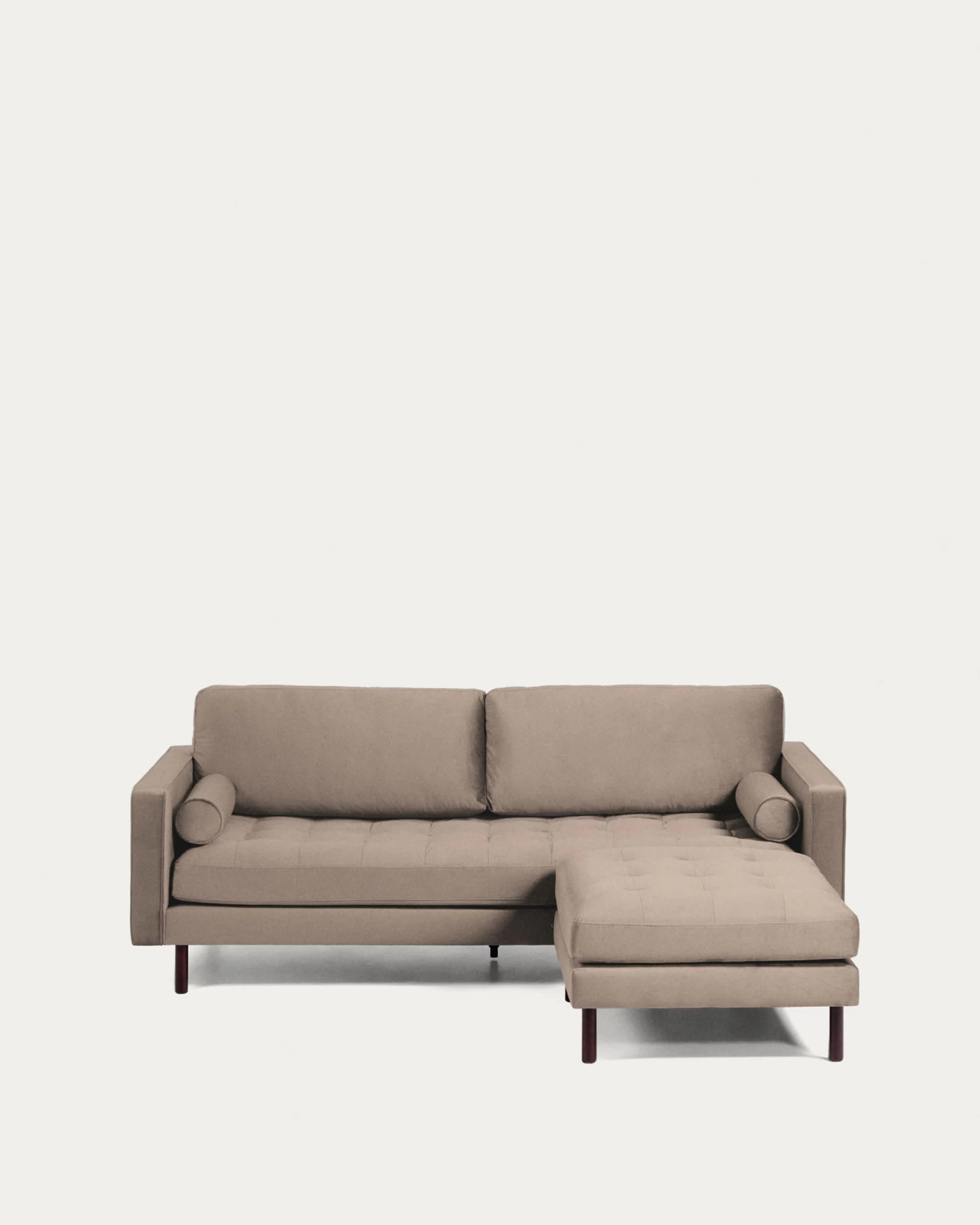Debra 3 Seater Sofa With Footrest In Taupe Velvet 222 Cm | Kave Home 3 Debra 3 Seater Sofa With Footrest In Taupe Velvet 222 Cm | Kave Home