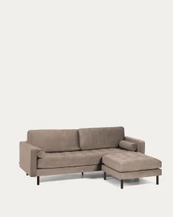 Debra 3 Seater Sofa With Footrest In Taupe Velvet 222 Cm | Kave Home 15 Debra 3 Seater Sofa With Footrest In Taupe Velvet 222 Cm | Kave Home -Quality Furniture Store S664JU85 1V02