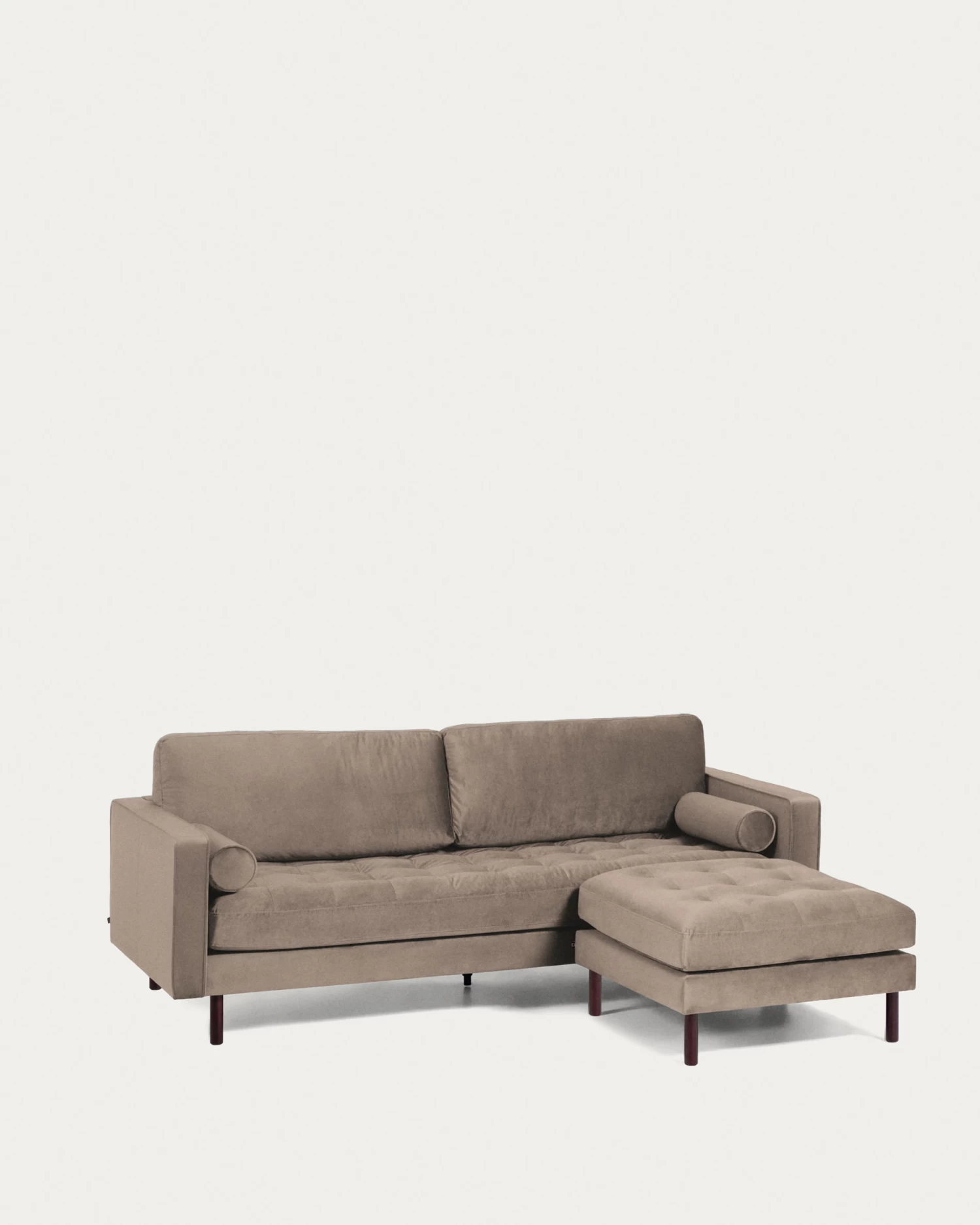 Debra 3 Seater Sofa With Footrest In Taupe Velvet 222 Cm | Kave Home 6 Debra 3 Seater Sofa With Footrest In Taupe Velvet 222 Cm | Kave Home - Image 4