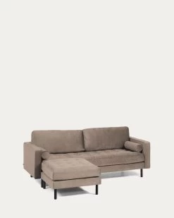 Debra 3 Seater Sofa With Footrest In Taupe Velvet 222 Cm | Kave Home 17 Debra 3 Seater Sofa With Footrest In Taupe Velvet 222 Cm | Kave Home -Quality Furniture Store S664JU85 1V04