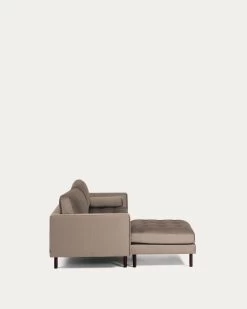 Debra 3 Seater Sofa With Footrest In Taupe Velvet 222 Cm | Kave Home 18 Debra 3 Seater Sofa With Footrest In Taupe Velvet 222 Cm | Kave Home -Quality Furniture Store S664JU85 1V05