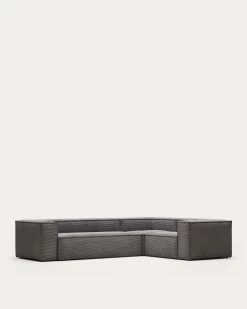 Blok 4 Seater Corner Sofa In Grey Corduroy 320 X 230 Cm / 230 X 320 Cm | Kave Home