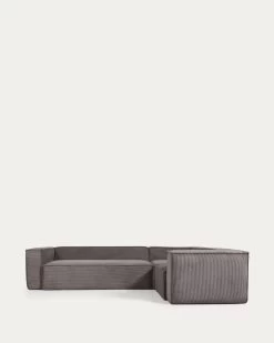 Blok 4 Seater Corner Sofa In Grey Corduroy 320 X 230 Cm / 230 X 320 Cm | Kave Home -Quality Furniture Store S683LN15 1V02