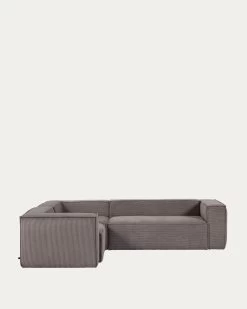 Blok 4 Seater Corner Sofa In Grey Corduroy 320 X 230 Cm / 230 X 320 Cm | Kave Home -Quality Furniture Store S683LN15 1V03