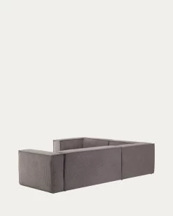 Blok 4 Seater Corner Sofa In Grey Corduroy 320 X 230 Cm / 230 X 320 Cm | Kave Home -Quality Furniture Store S683LN15 1V04