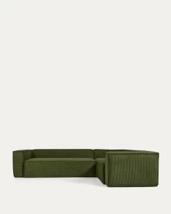 Blok 4 Seater Corner Sofa In Green Corduroy 320 X 230 Cm / 230 X 320 Cm | Kave Home -Quality Furniture Store S683LN19 1V02