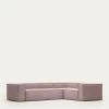 Blok 4 Seater Corner Sofa In Pink Wide Seam Corduroy 320 X 230 Cm / 230 X 320 Cm | Kave Home -Quality Furniture Store S683LN24 1V01