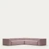 Blok 6 Seater Corner Sofa In Pink Wide Seam Corduroy 320 X 320 Cm | Kave Home