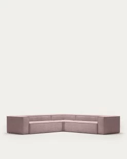 Blok 6 Seater Corner Sofa In Pink Wide Seam Corduroy 320 X 320 Cm | Kave Home