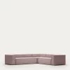 Blok 5 Seater Corner Sofa In Pink Wide Seam Corduroy 320 X 290 / 290 X 320 Cm | Kave Home -Quality Furniture Store S685LN24 1V01