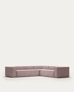 Blok 5 Seater Corner Sofa In Pink Wide Seam Corduroy 320 X 290 / 290 X 320 Cm | Kave Home