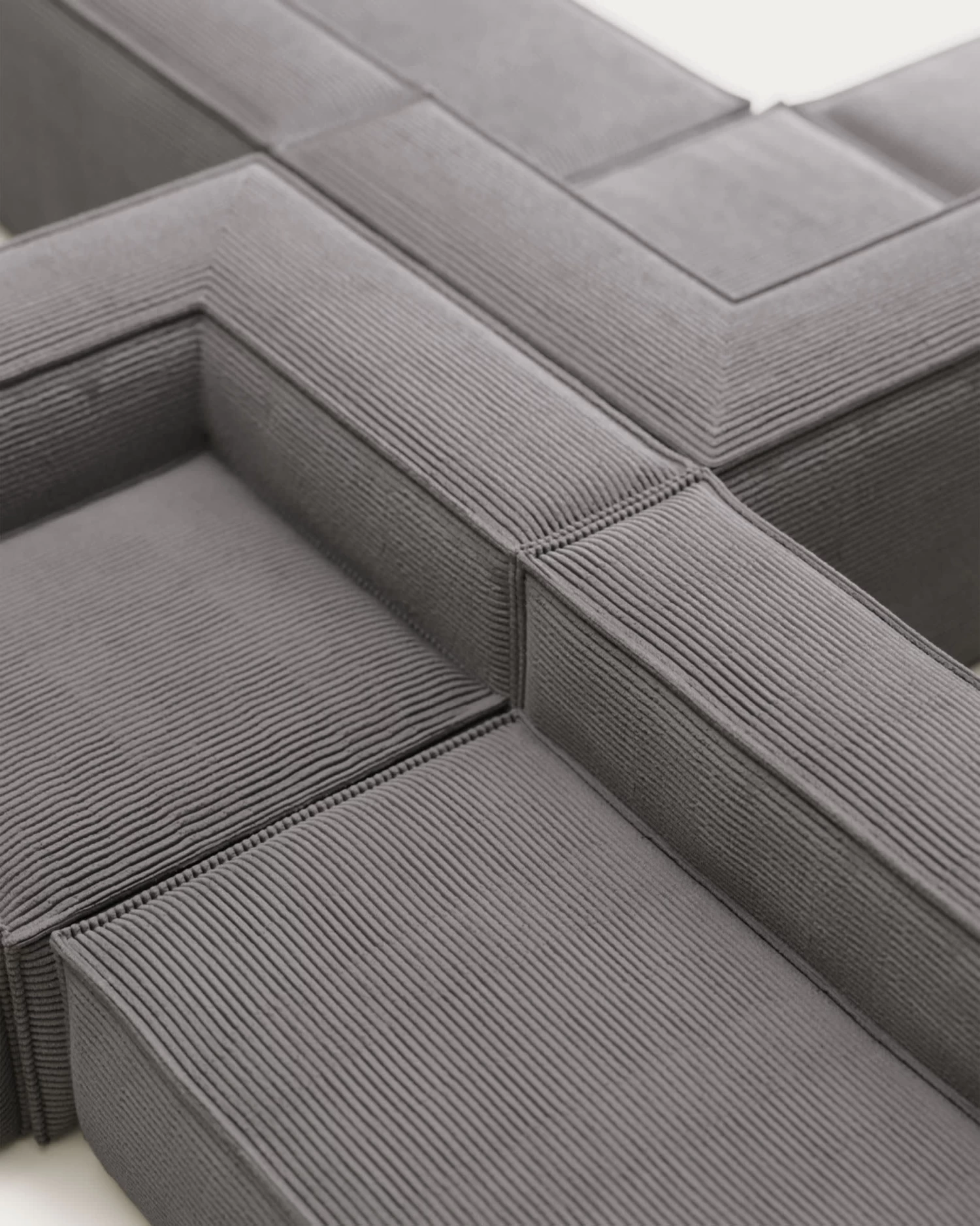 Blok 4 Seater Corner Sofa In Grey Wide Seam Corduroy 290 X 290 Cm | Kave Home 5 Blok 4 Seater Corner Sofa In Grey Wide Seam Corduroy 290 X 290 Cm | Kave Home - Image 3