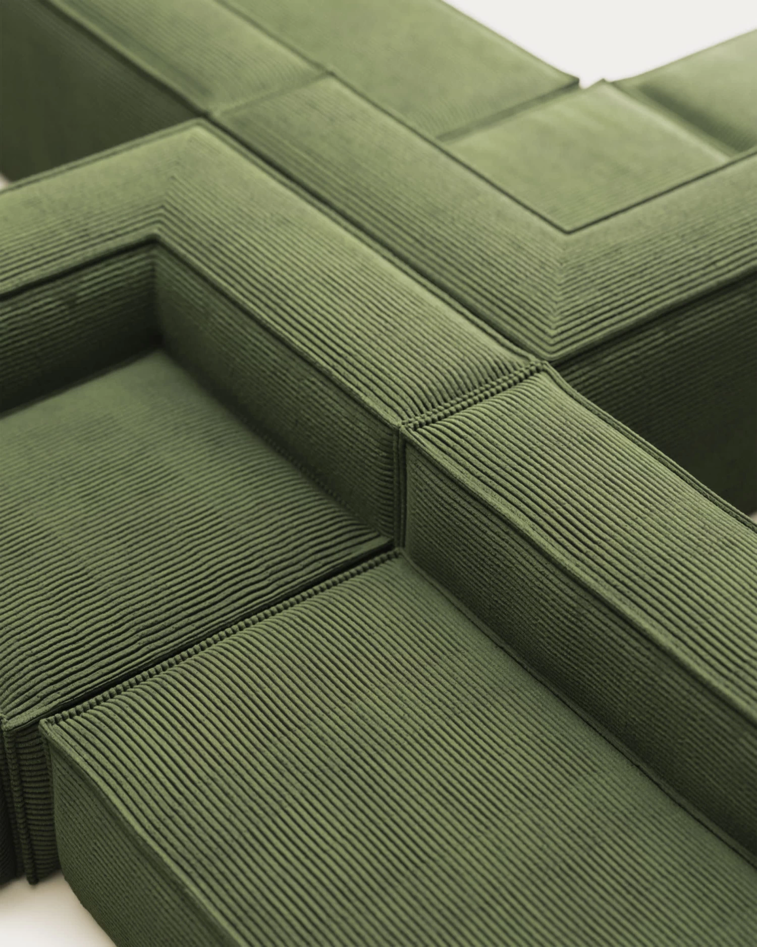 Blok 4 Seater Corner Sofa In Wide Seam Green Corduroy 290 X 290 Cm | Kave Home 5 Blok 4 Seater Corner Sofa In Wide Seam Green Corduroy 290 X 290 Cm | Kave Home - Image 3