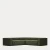 Blok 4 Seater Corner Sofa In Wide Seam Green Corduroy 290 X 290 Cm | Kave Home