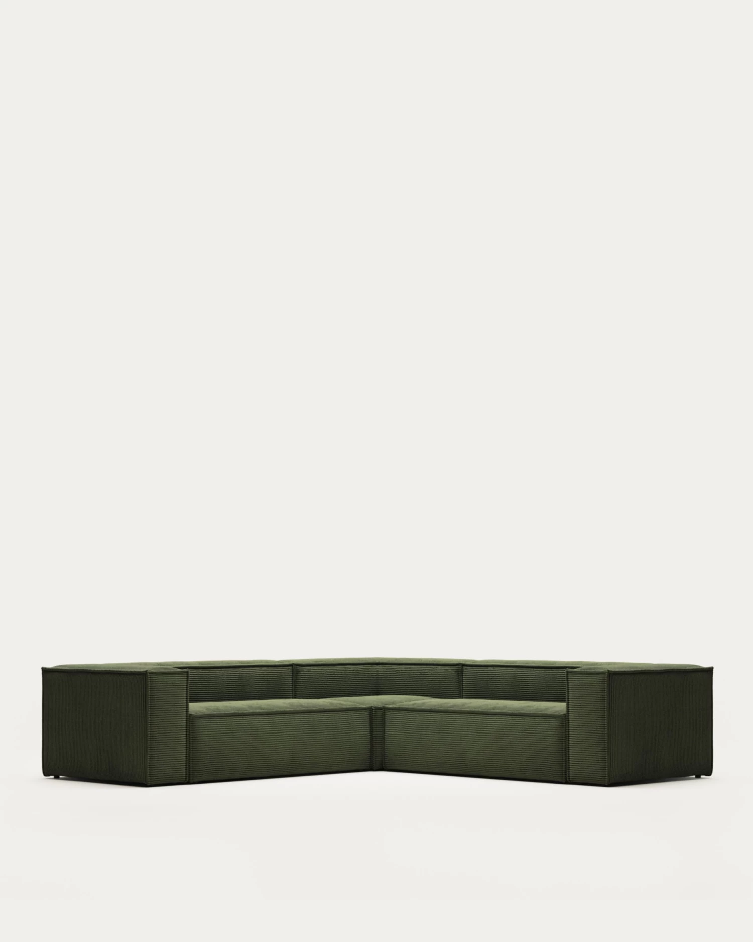 Blok 4 Seater Corner Sofa In Wide Seam Green Corduroy 290 X 290 Cm | Kave Home 3 Blok 4 Seater Corner Sofa In Wide Seam Green Corduroy 290 X 290 Cm | Kave Home