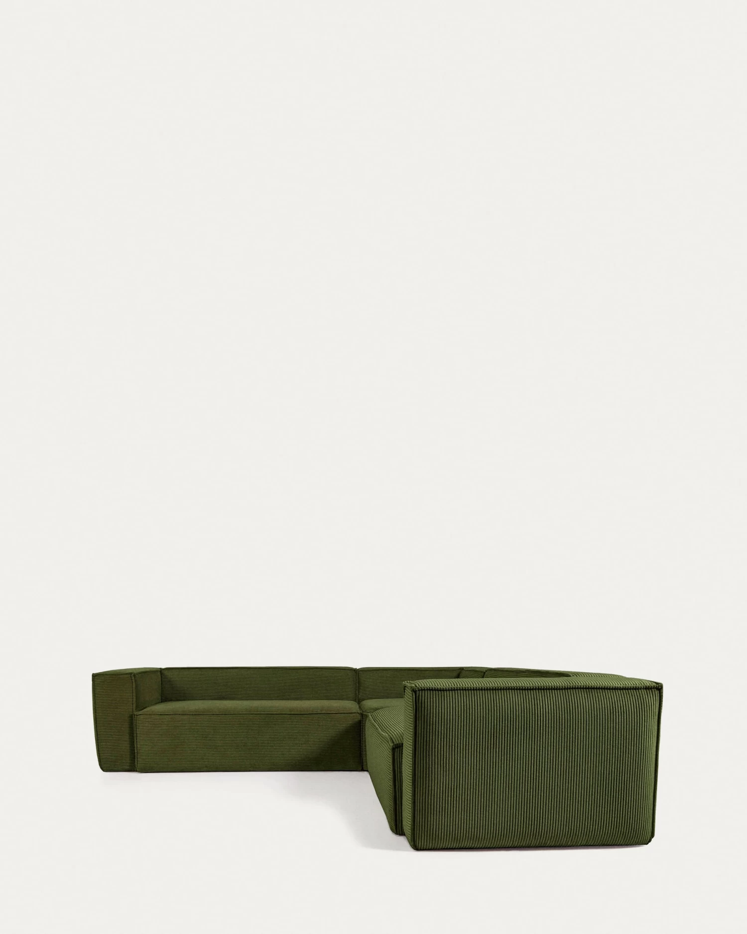 Blok 4 Seater Corner Sofa In Wide Seam Green Corduroy 290 X 290 Cm | Kave Home 8 Blok 4 Seater Corner Sofa In Wide Seam Green Corduroy 290 X 290 Cm | Kave Home - Image 6