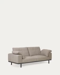 Noa 3 Seater Sofa With Cushions In Beige With Dark Finish Legs 230 Cm | Kave Home -Quality Furniture Store S708GC12 1V02