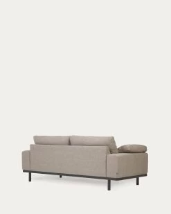 Noa 3 Seater Sofa With Cushions In Beige With Dark Finish Legs 230 Cm | Kave Home -Quality Furniture Store S708GC12 1V04