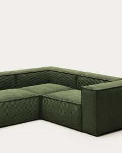 Blok 3 Seater Corner Sofa In Green Wide Seam Corduroy 290 X 230 Cm / 230 Cm 290 Cm | Kave Home 13 Blok 3 Seater Corner Sofa In Green Wide Seam Corduroy 290 X 230 Cm / 230 Cm 290 Cm | Kave Home -Quality Furniture Store S717LN19 1D01