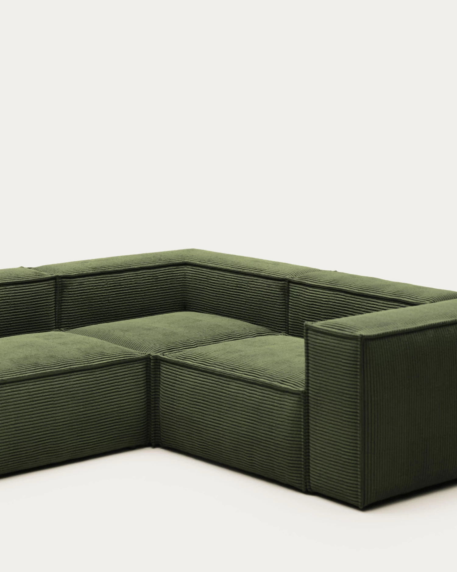 Blok 3 Seater Corner Sofa In Green Wide Seam Corduroy 290 X 230 Cm / 230 Cm 290 Cm | Kave Home 5 Blok 3 Seater Corner Sofa In Green Wide Seam Corduroy 290 X 230 Cm / 230 Cm 290 Cm | Kave Home - Image 3