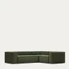 Blok 3 Seater Corner Sofa In Green Wide Seam Corduroy 290 X 230 Cm / 230 Cm 290 Cm | Kave Home -Quality Furniture Store S717LN19 1V01