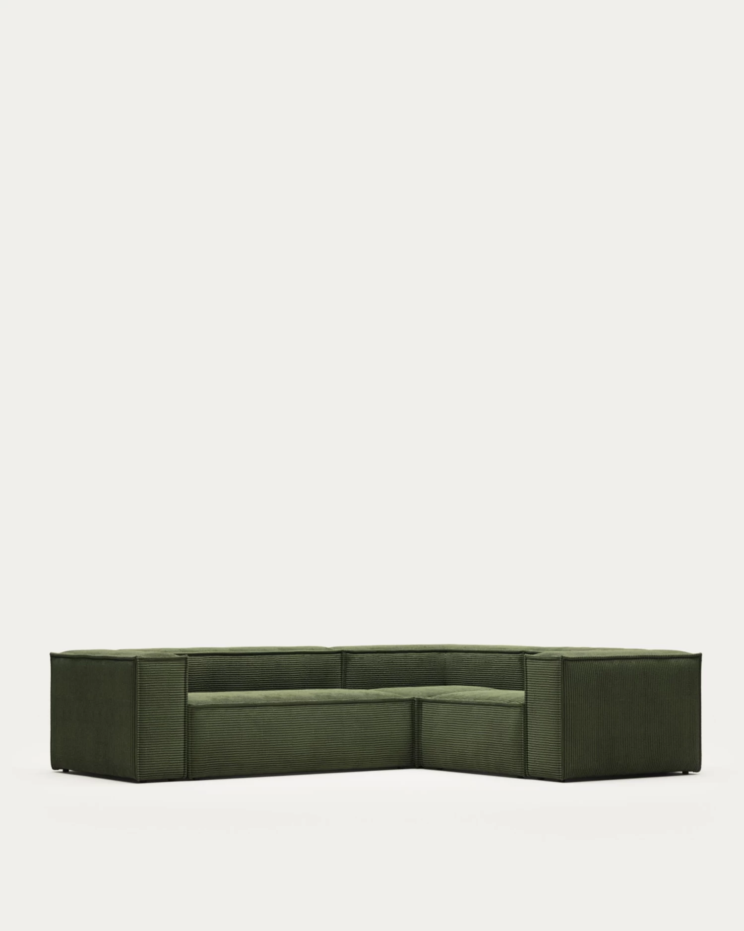 Blok 3 Seater Corner Sofa In Green Wide Seam Corduroy 290 X 230 Cm / 230 Cm 290 Cm | Kave Home 3 Blok 3 Seater Corner Sofa In Green Wide Seam Corduroy 290 X 230 Cm / 230 Cm 290 Cm | Kave Home
