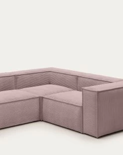 Blok 3 Seater Corner Sofa In Pink Wide Seam Corduroy 290 X 230 Cm / 230 Cm 290 Cm | Kave Home -Quality Furniture Store S717LN24 1D01