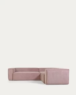 Blok 3 Seater Corner Sofa In Pink Wide Seam Corduroy 290 X 230 Cm / 230 Cm 290 Cm | Kave Home -Quality Furniture Store S717LN24 1V02