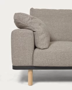 Noa 3 Seater Sofa With Cushions In Beige With Natural Finish Legs 230 Cm | Kave Home -Quality Furniture Store S719GC12 1D01
