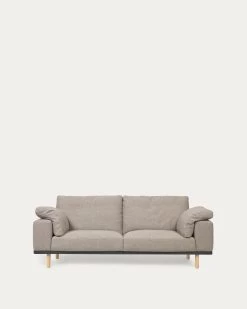 Noa 3 Seater Sofa With Cushions In Beige With Natural Finish Legs 230 Cm | Kave Home