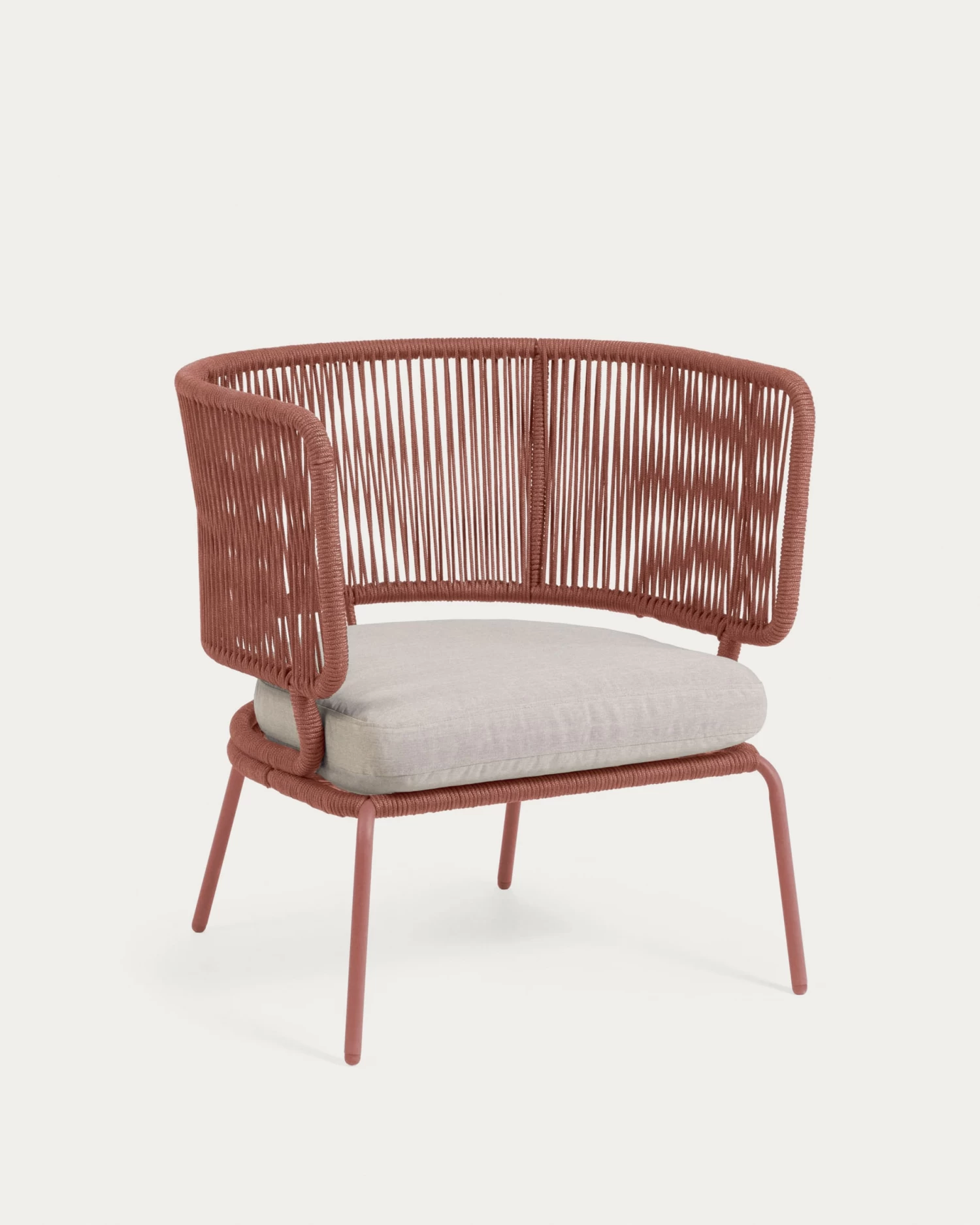Nadin Armchair In Terracotta Cord Galvanised Steel Legs | Kave Home 3 Nadin Armchair In Terracotta Cord Galvanised Steel Legs | Kave Home
