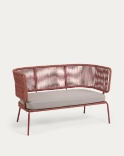 Nadin 2 Seater Sofa In Terracotta Cord With Galvanised Steel Legs 135 Cm | Kave Home