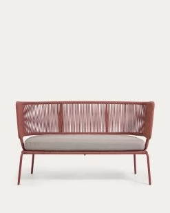 Nadin 2 Seater Sofa In Terracotta Cord With Galvanised Steel Legs 135 Cm | Kave Home -Quality Furniture Store S737J86 1V02