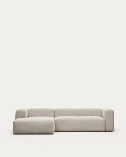 Blok 3 Seater Sofa With Left-hand Chaise Longue In Beige 300 Cm | Kave Home