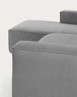 Blok 3 Seater Sofa With Left Side Chaise Longue In Grey Wide Seam Corduroy 300 Cm | Kave Home -Quality Furniture Store S751LN15 1D02